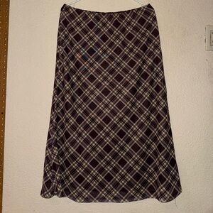 SHEIN Dark brown and blue Plaid A-Line Skirt